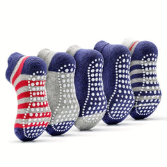 5 Pairs Baby Boys Striped Non Slip Socks for Kids