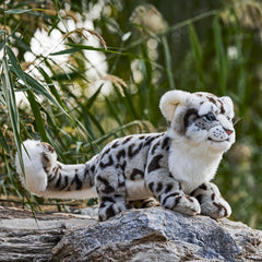 Realistic Snow Leopard Plush Toy 11.8in Faux Wildlife Stuffed Animal Soft Flanne