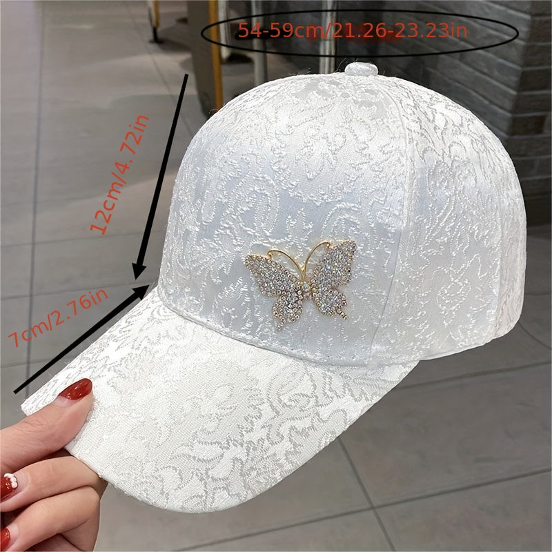 Rhinestone Butterfly Lace Baseball Cap Embroidery Sun Hat