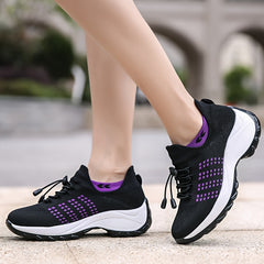 Women's Lightweight Knit Socks Shoes Low Top Lace Up Breathable Casual Shoes