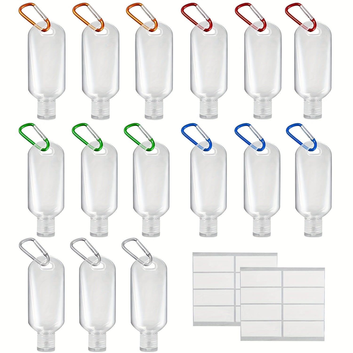 Travel Bottles With Keychain 50ml 2Oz 10Pc Empty Plastic Carabiner Bottles