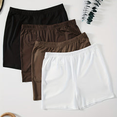 4 Pack Basic Solid Shorts Women's Casual Biker Shorts