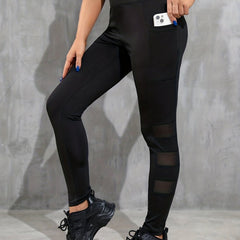 Women's Mesh Stitching Yoga Pants High Waist Butt Lifting Leggings