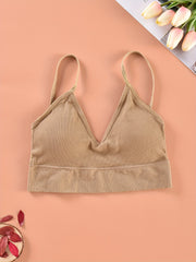 Ribbed Cami Crop Top V Neck Backless Lingerie