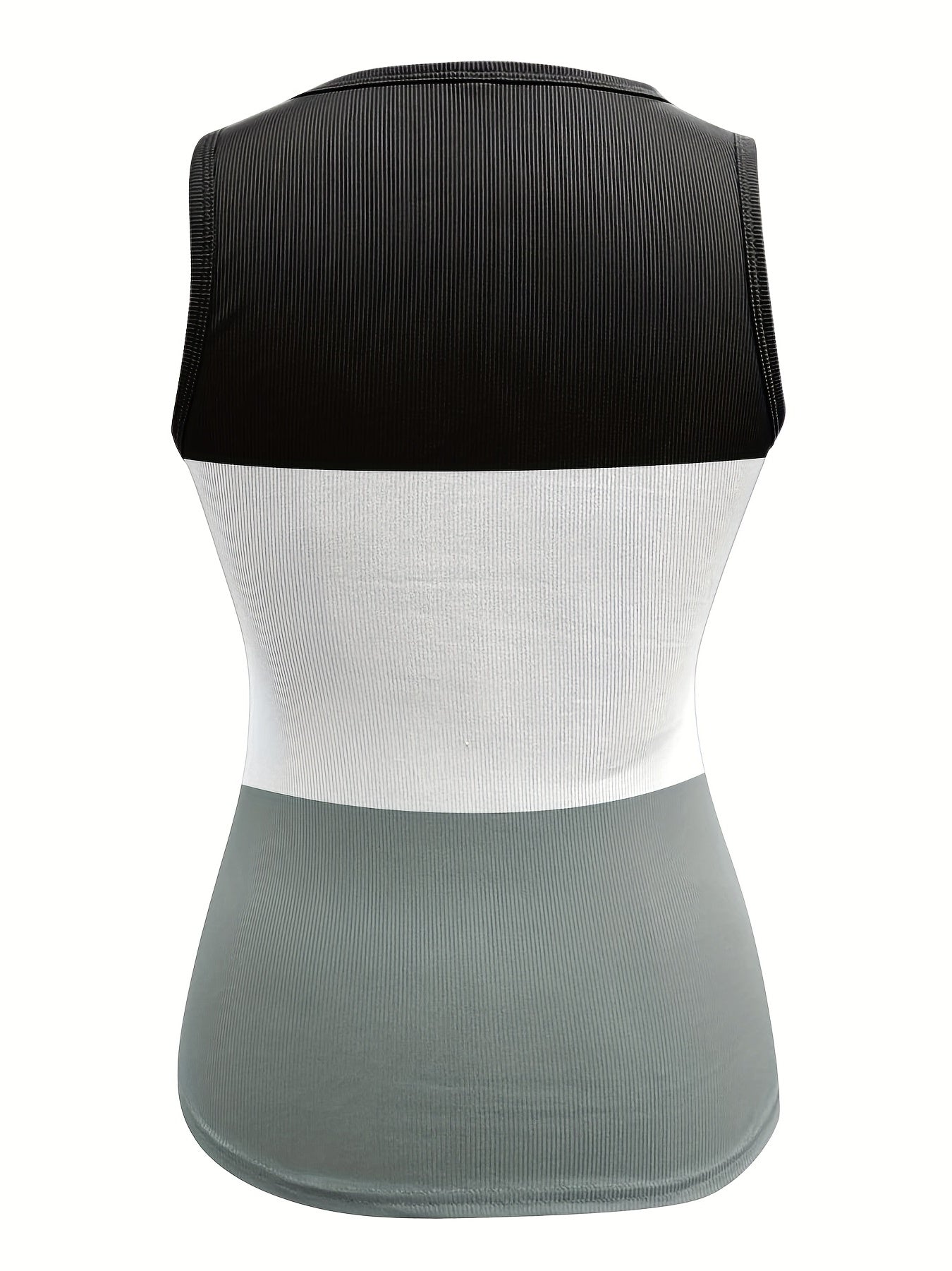 Scoop Neck Sleeveless Tank Top Casual Block Button Front