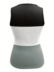 Scoop Neck Sleeveless Tank Top Casual Block Button Front