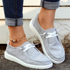 Women's Gray Boat Shoes Slip-On Walking Sneakers