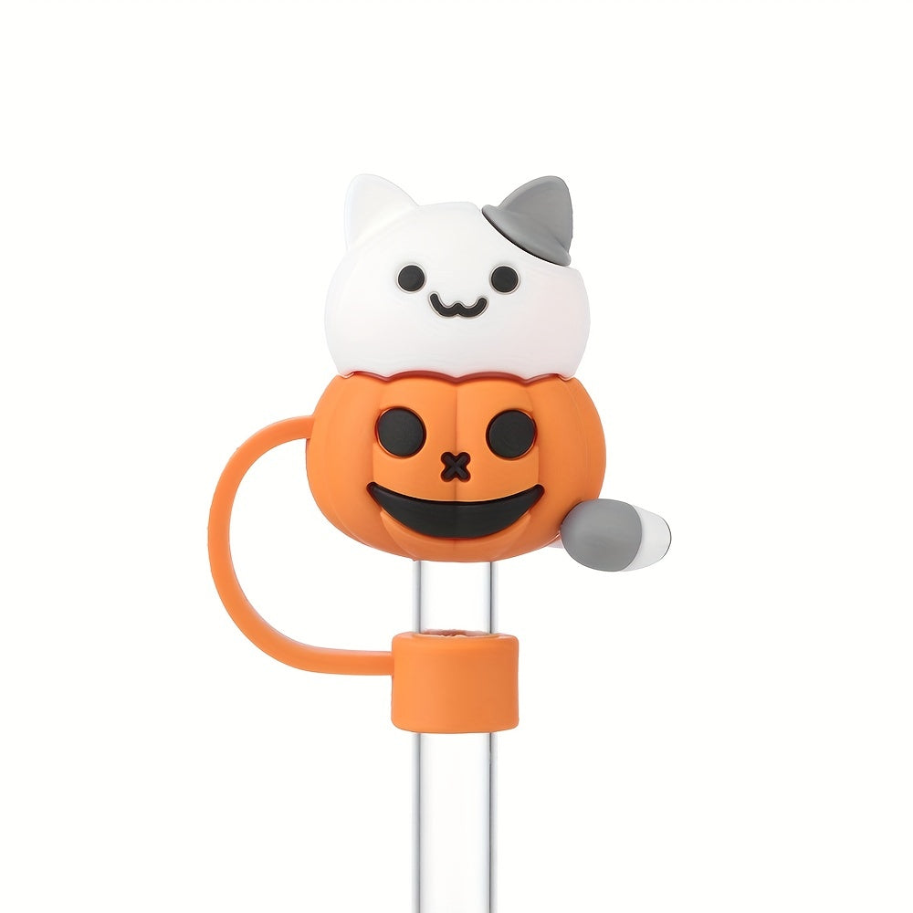 Spooky Halloween Animal Straw Toppers - Reusable & Dustproof