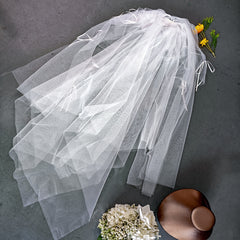 MIALLO Wedding Veil with Bow Hair Accessory Soft Tulle Bridal Veil