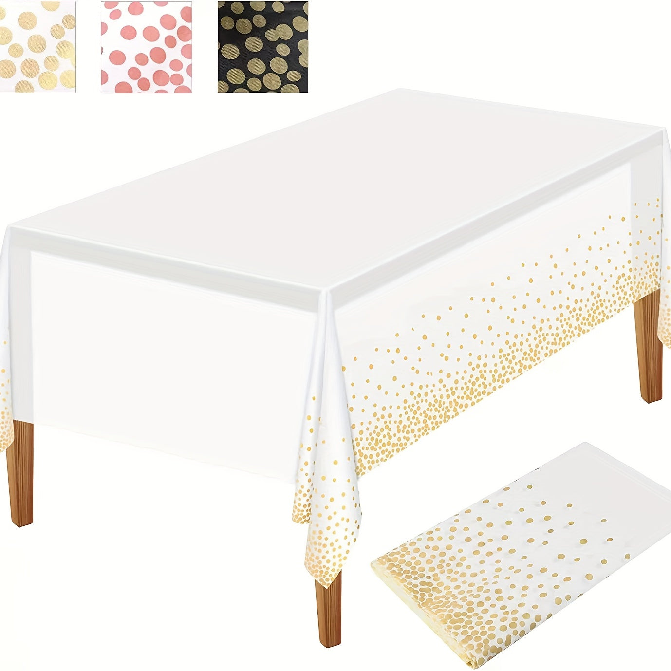 Golden Polka Dot Tablecloth for 8ft Rectangular Tables