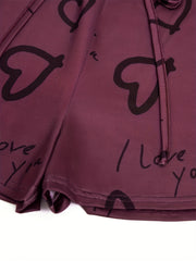 Heart Print Drawstring Shorts for Women