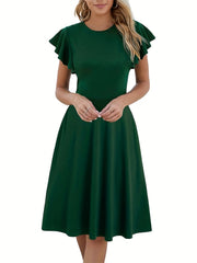 Ruffle Short Sleeve Cocktail Dress for Women