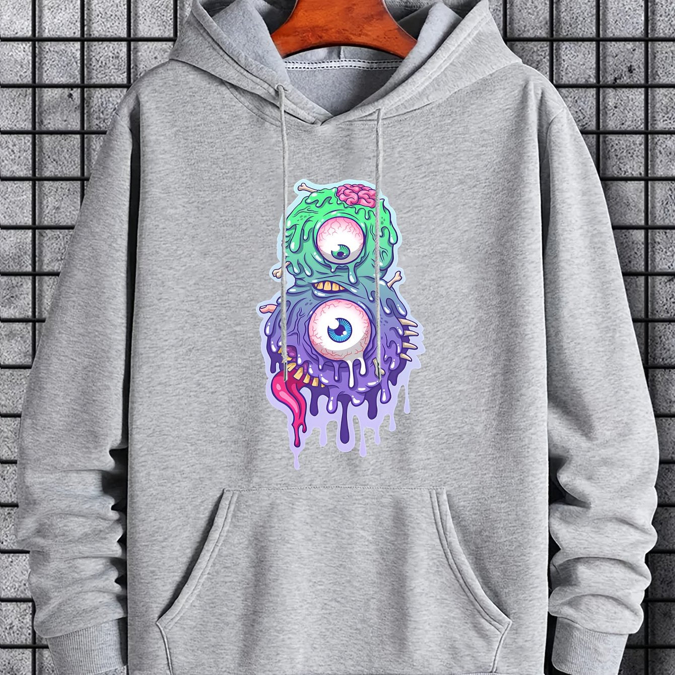Men's Monster Graphic Hoodie Casual Stretch Breathable Hooded Sweatshirt