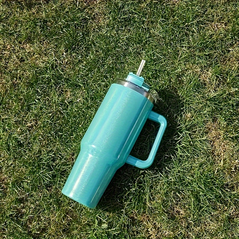 40oz Stainless Steel Insulated Water Bottle with Handle - Leakproof Straw Cup
