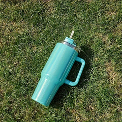 40oz Stainless Steel Insulated Water Bottle with Handle - Leakproof Straw Cup