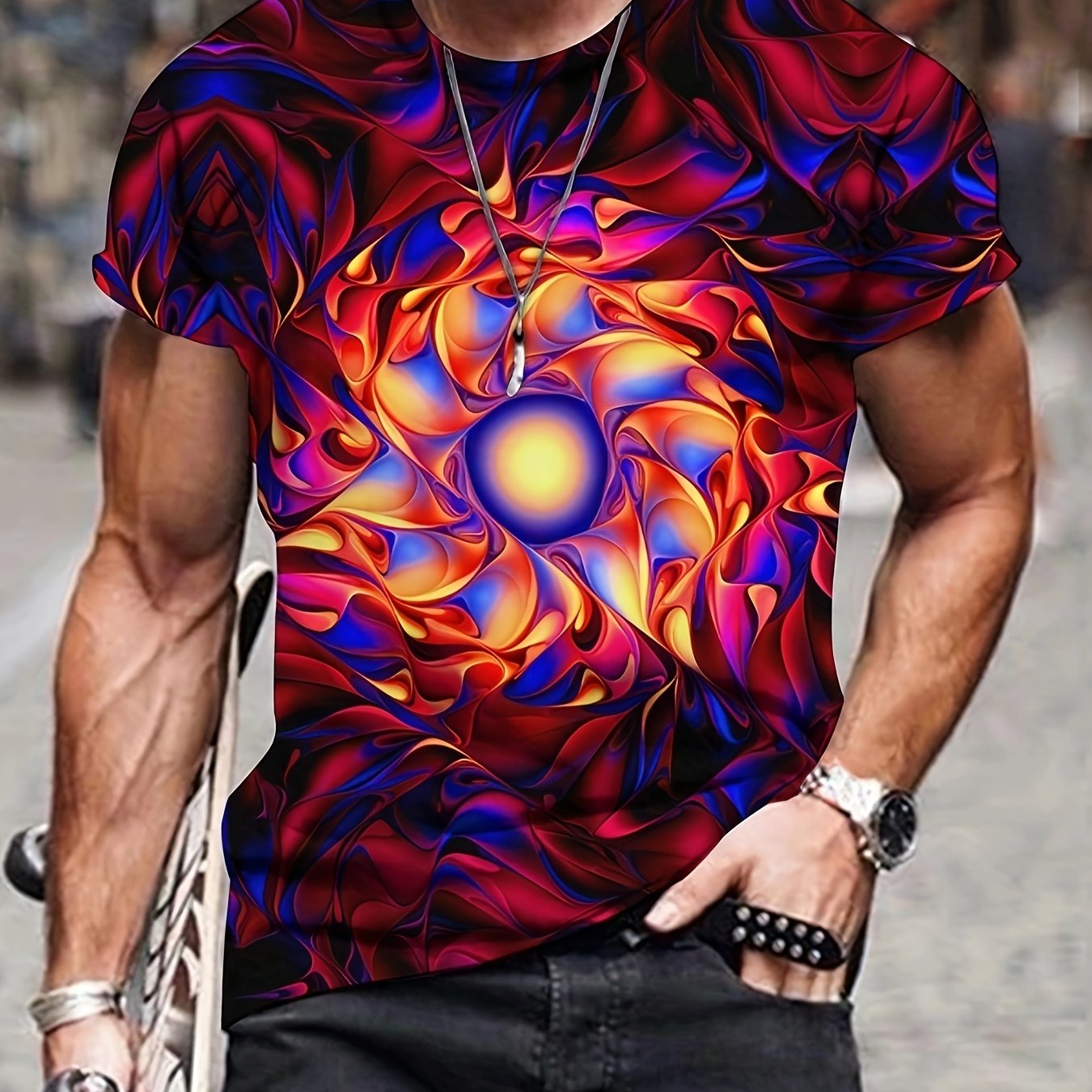 Men's Abstract Floral Graphic T shirt Breathable Tee for Outdoor