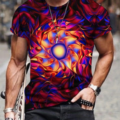 Men's Abstract Floral Graphic T shirt Breathable Tee for Outdoor