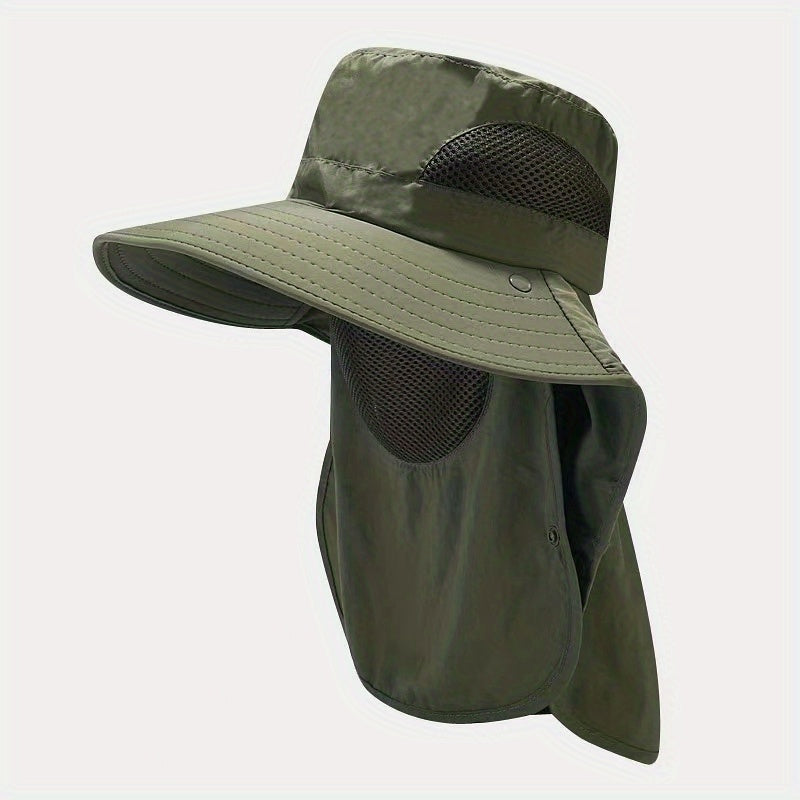 Mesh Bucket Hat with Neck Flap UV Protection