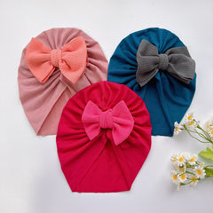 Baby Girls Twill Bubble Bownot Decor Turban Soft Hair Wrap Head Accessories