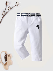 Toddler Boys Embroidered Belted Suit Pants