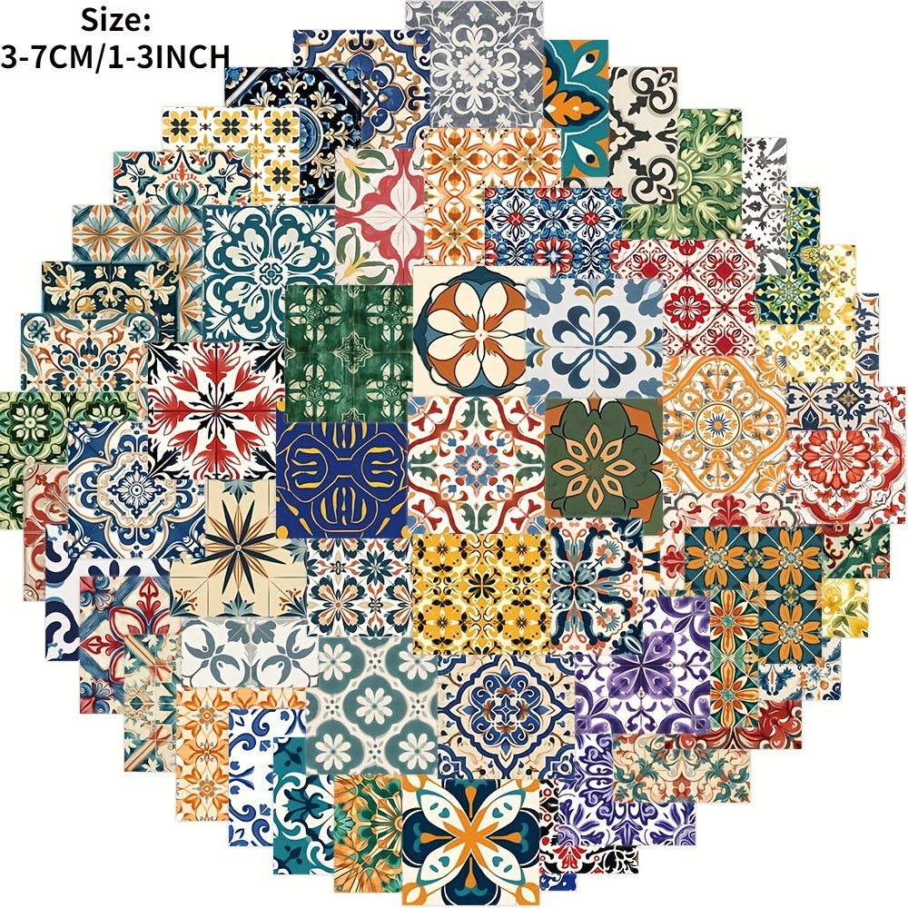 62pcs Cartoon Retro Tile Graffiti Sticker Series Waterproof Sticker