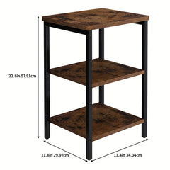 Rustic Brown Three Tiered Side Table