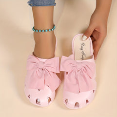 Women's Bowknot Decor Clogs Flat Shoes Lightweight Beach Shoes