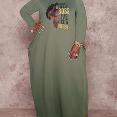Cartoon Figure Print Long Sleeve Casual Dress