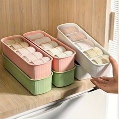 Striped Plastic Socks Box Storage Organizer - 5 Grid