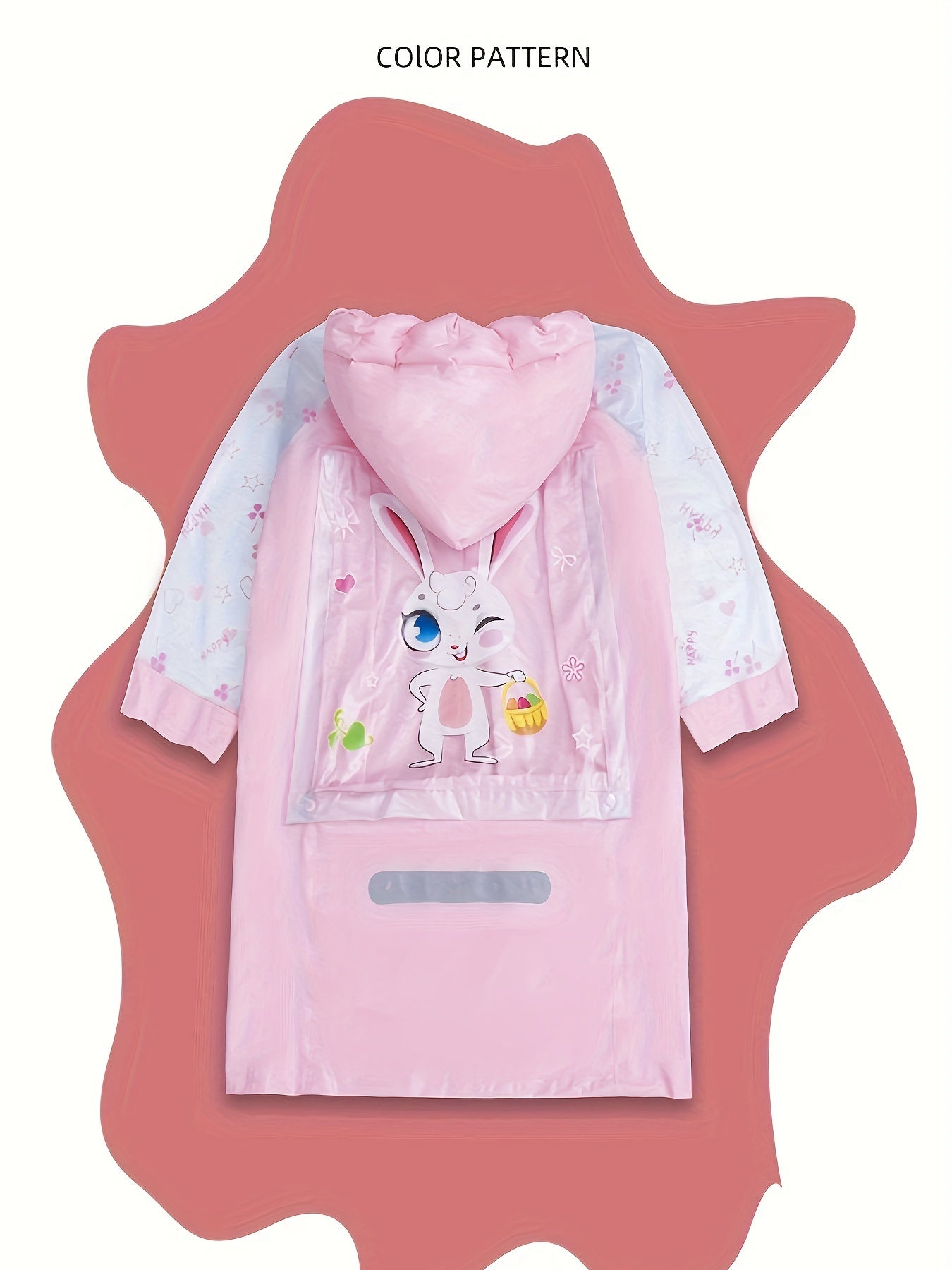 Sweet Girls Boys Splicing Bunny Long Sleeve Hooded Raincoat
