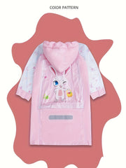Sweet Girls Boys Splicing Bunny Long Sleeve Hooded Raincoat