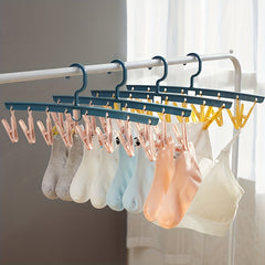 8 Clip Contrast Plastic Storage Hanger for Socks Underwear Hats