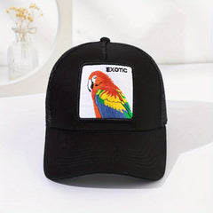 Parrot Embroidery Baseball Cap Summer Mesh Breathable Sun Hat Outdoor Casual