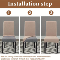 Stretch Chair Cover with Elastic Band Solid Jacquard Grid Pattern