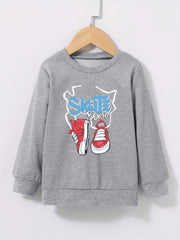 SKATEBOARD Shoes Pattern Kid's Sweatshirt Long Sleeve Top Crew Neck Pullover