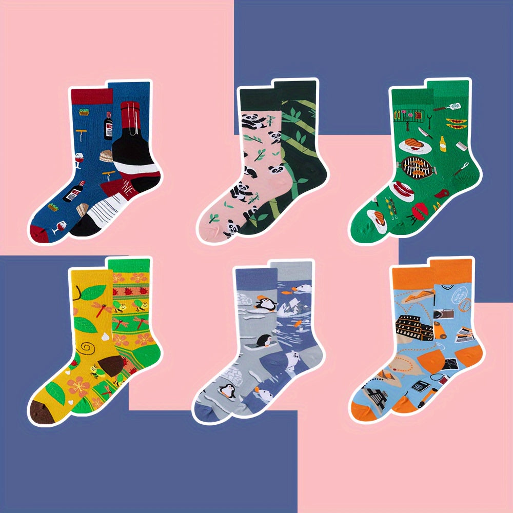 Asymmetrical Pattern Funny Socks Novelty Crew Socks