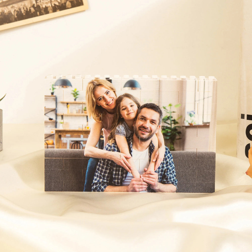 Custom Photo Puzzle Building Blocks Acrylic Memory Decor Gift for Him
