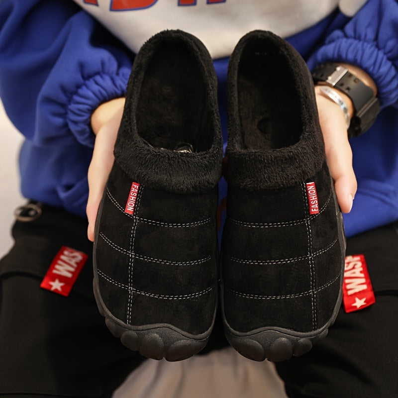 Men's Warm Fleece Non Slip Slides Slippers Comfortable Shoes