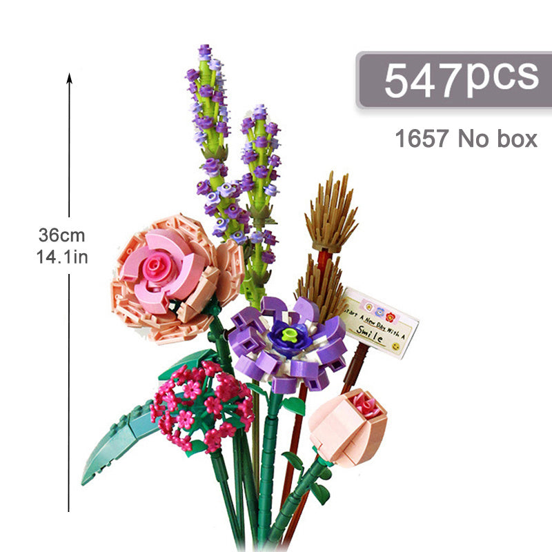 DIY Chrysanthemum Rose 3D Model Toy Mini Building Block Bouquet Home Decor