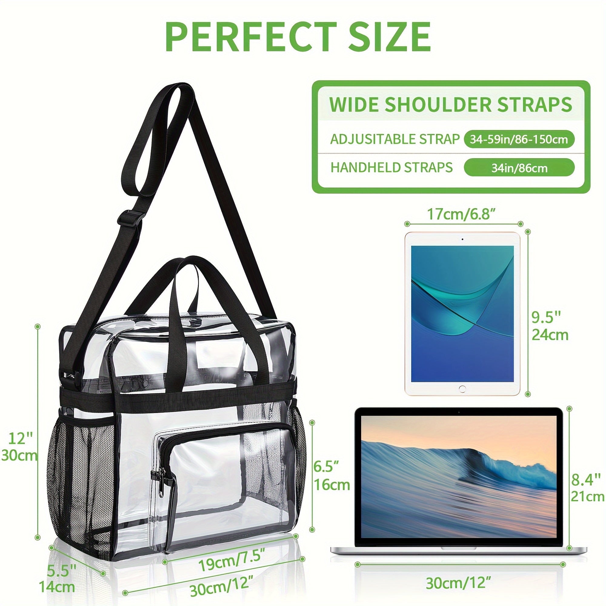 Clear Sports Bag for Work Travel Stadium Storage Handbag