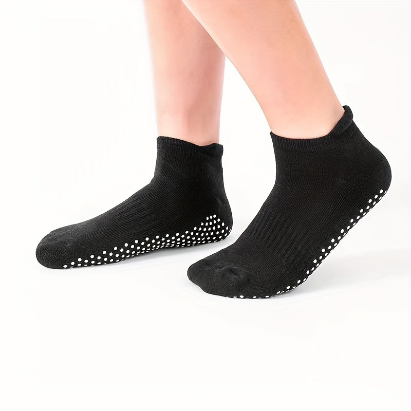 Solid Towel Bottom Yoga Socks Low Cut Non Slip Socks In Pilates Ballet Barre