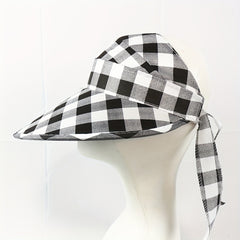 Plaid Pattern Visor Hat Wide Brim UV Protection Sun Hat