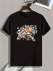 Microphone Print Men's Graphic T-Shirt for Summer