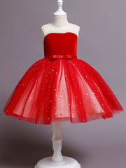 Girls Sequin Mesh Sleeveless Princess Dress For Kids Children