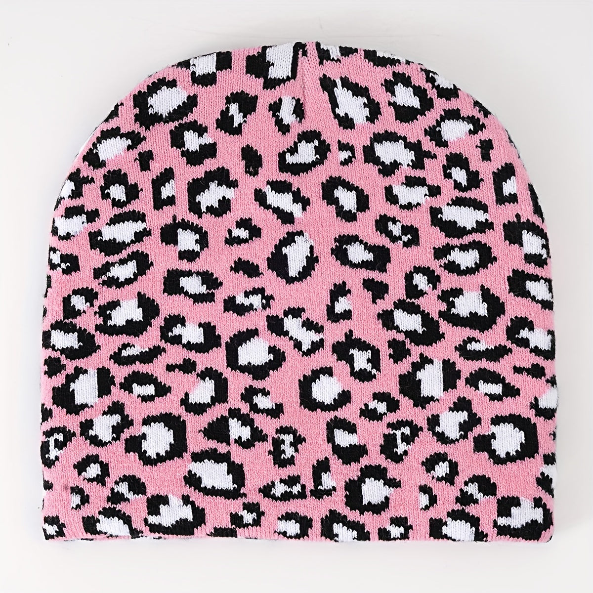 Leopard Jacquard Beanie Y2K Unisex Warm Hat Hip Hop Ski Hats Vintage Beanies