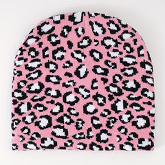 Leopard Jacquard Beanie Y2K Unisex Warm Hat Hip Hop Ski Hats Vintage Beanies