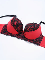 Colorblock Lace Push Up Bra Women's Lingerie