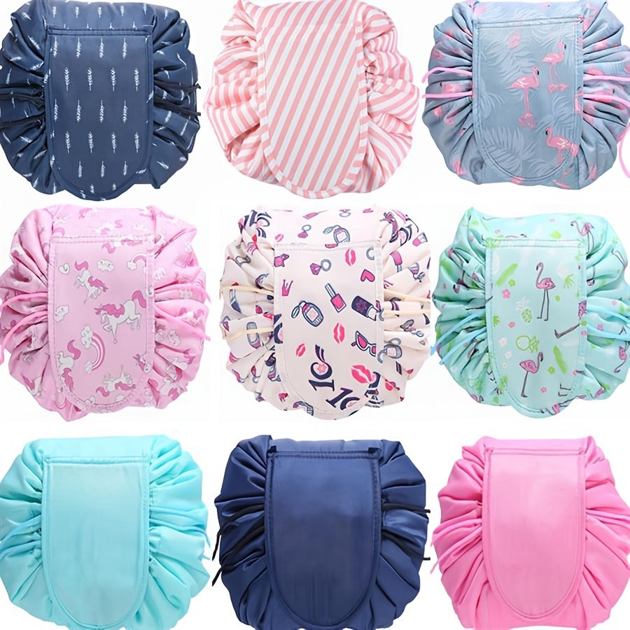 Drawstring Makeup Bag Flamingo Waterproof Travel Cosmetic Pouch