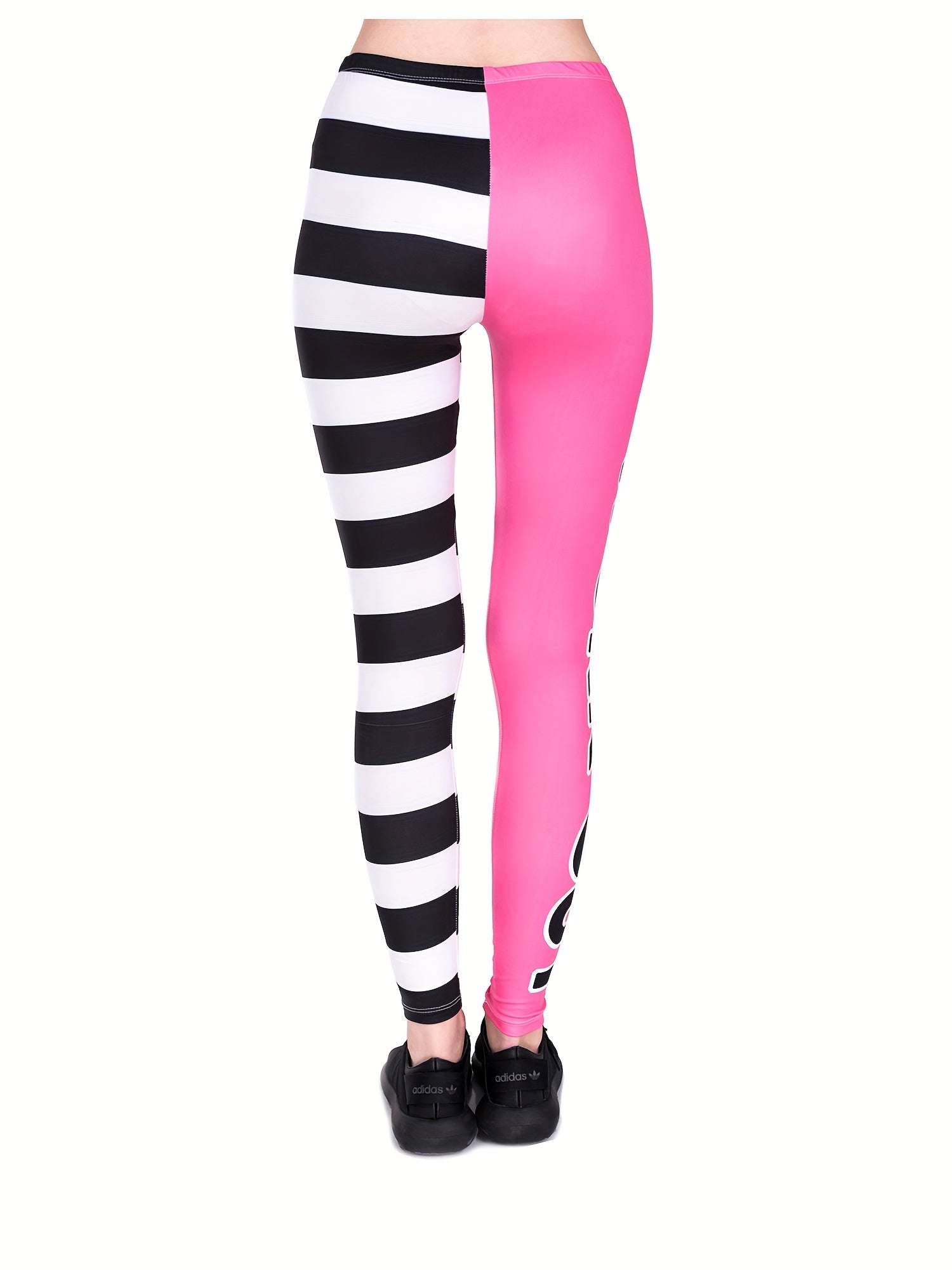 Striped Contrast Leggings Casual High Waist Skinny Leggings