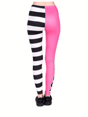 Striped Contrast Leggings Casual High Waist Skinny Leggings